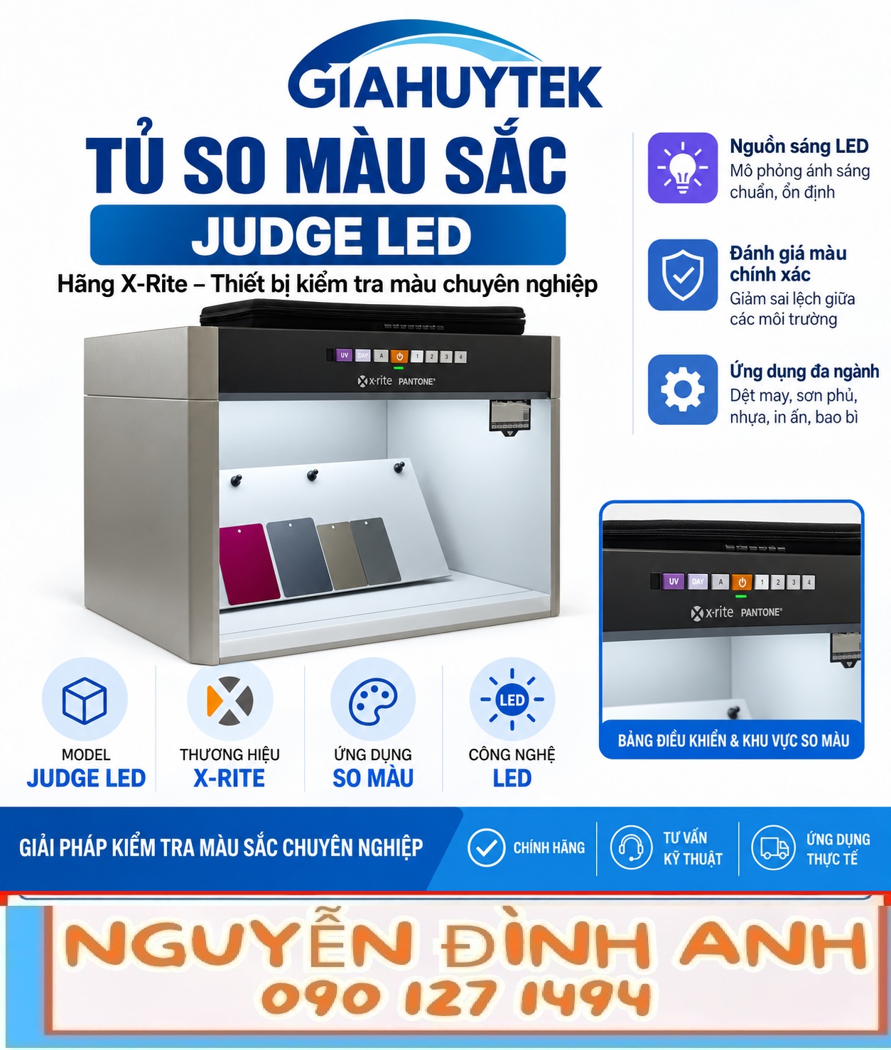 Tủ so màu sắc Judge LED X-Rite với bảng điều khiển và buồng quan sát mẫu